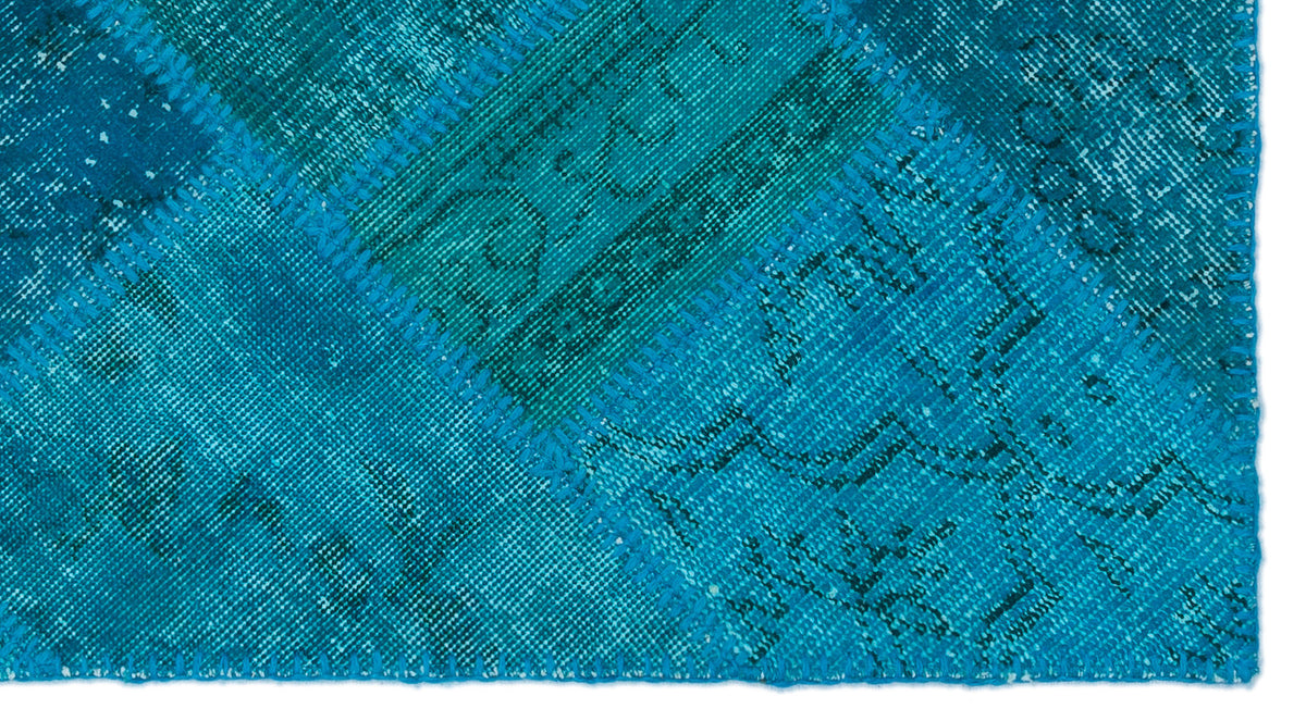 Turquoise  Over Dyed Patchwork Unique Rug 2&#39;7&#39;&#39; x 4&#39;11&#39;&#39; ft 80 x 150 cm