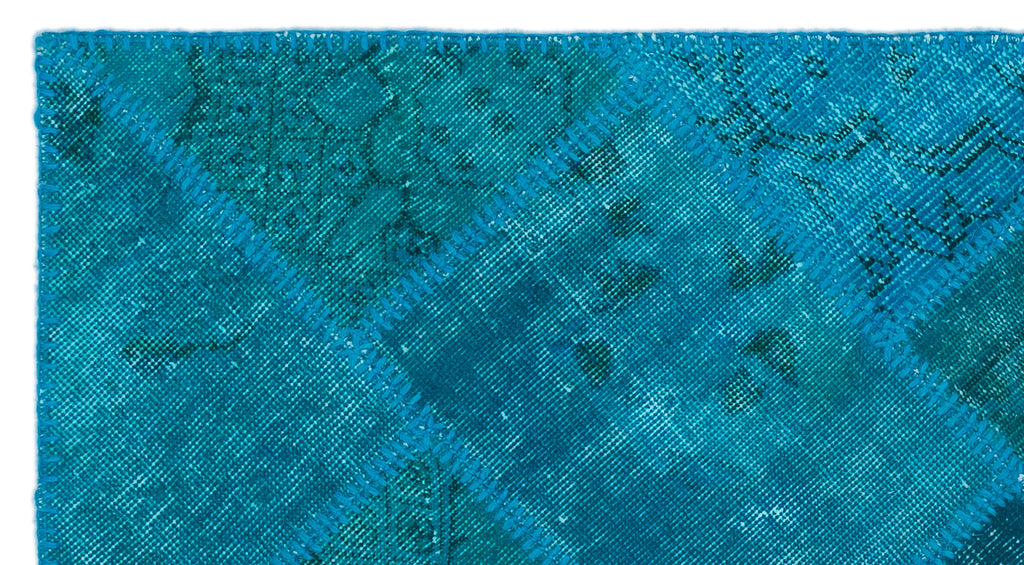 Turquoise  Over Dyed Patchwork Unique Rug 2'7'' x 4'11'' ft 80 x 150 cm