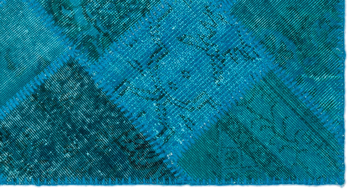 Turquoise  Over Dyed Patchwork Unique Rug 2&#39;7&#39;&#39; x 4&#39;11&#39;&#39; ft 80 x 150 cm