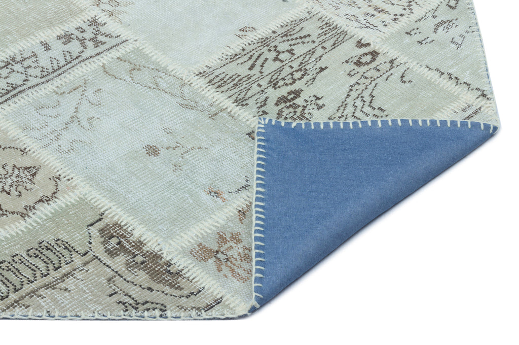 Beige Over Dyed Patchwork Unique Rug 2'7'' x 4'11'' ft 80 x 150 cm