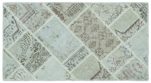 Beige Over Dyed Patchwork Unique Rug 2'7'' x 4'11'' ft 80 x 150 cm