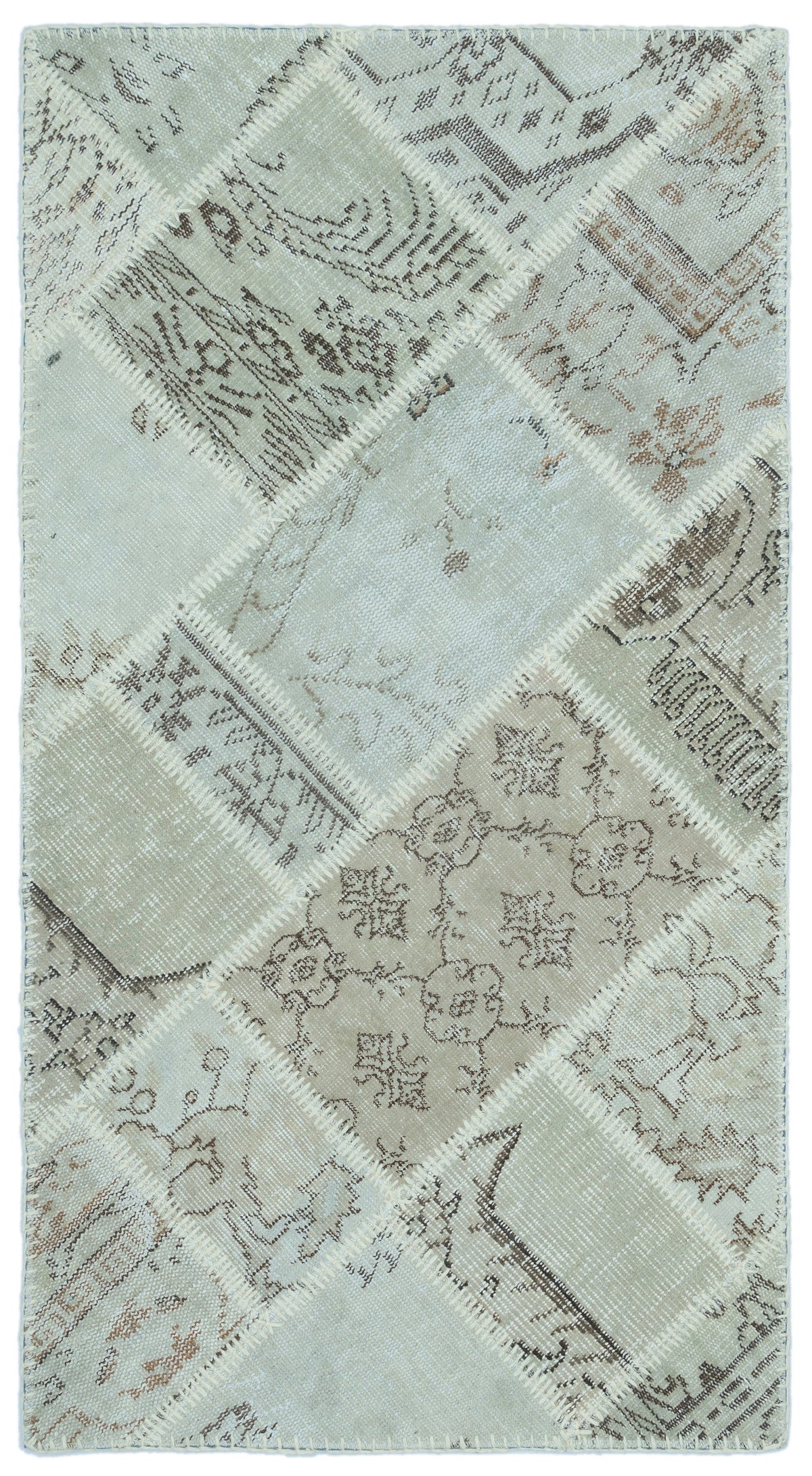 Beige Over Dyed Patchwork Unique Rug 2&#39;7&#39;&#39; x 4&#39;11&#39;&#39; ft 80 x 150 cm