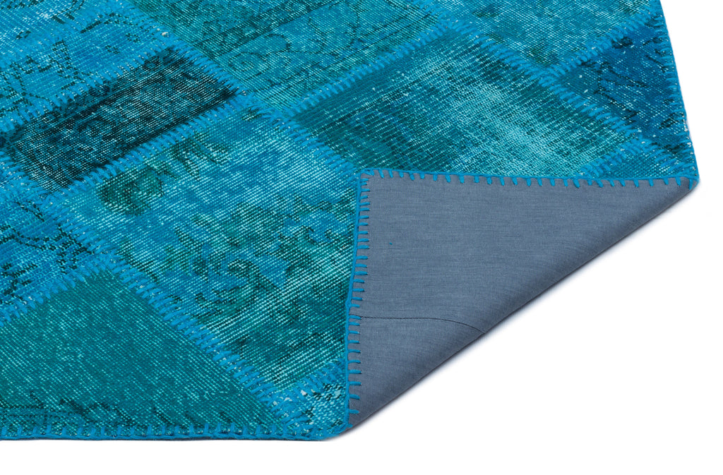 Turquoise  Over Dyed Patchwork Unique Rug 2'7'' x 4'11'' ft 80 x 150 cm
