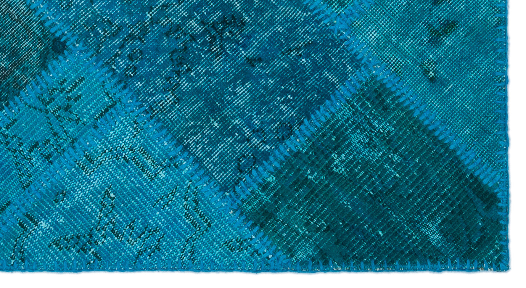 Turquoise  Over Dyed Patchwork Unique Rug 2'7'' x 4'11'' ft 80 x 150 cm