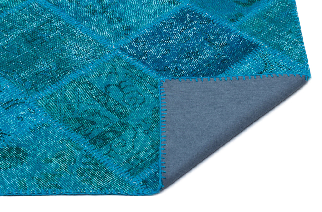 Turquoise  Over Dyed Patchwork Unique Rug 2'7'' x 4'11'' ft 80 x 150 cm
