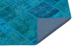 Turquoise  Over Dyed Patchwork Unique Rug 2'7'' x 4'11'' ft 80 x 150 cm
