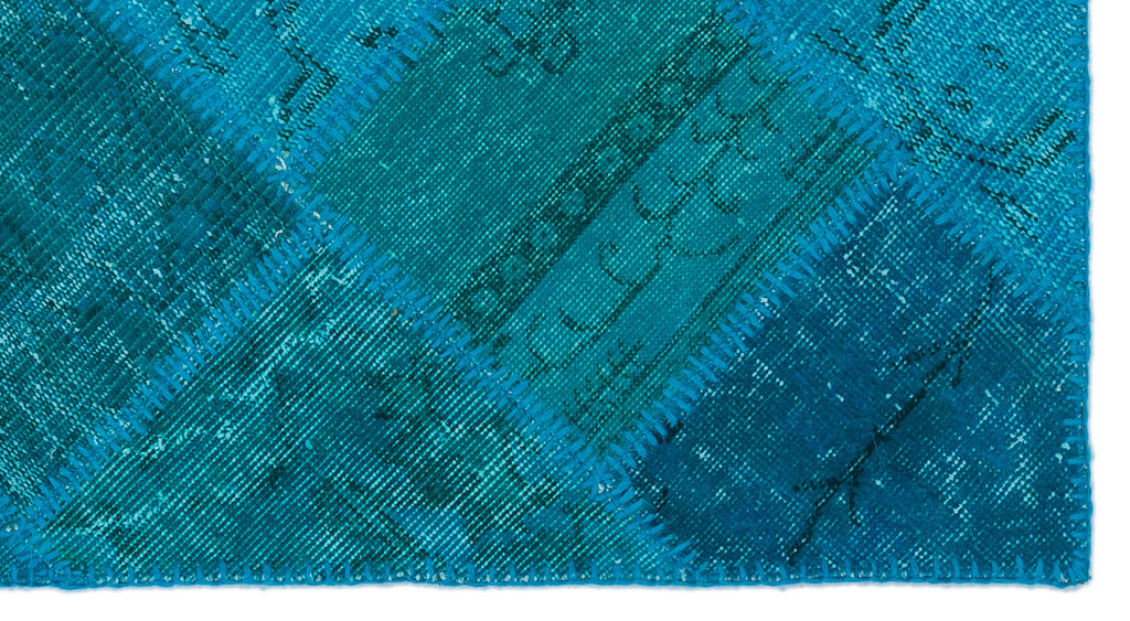 Turquoise  Over Dyed Patchwork Unique Rug 2'7'' x 4'11'' ft 80 x 150 cm