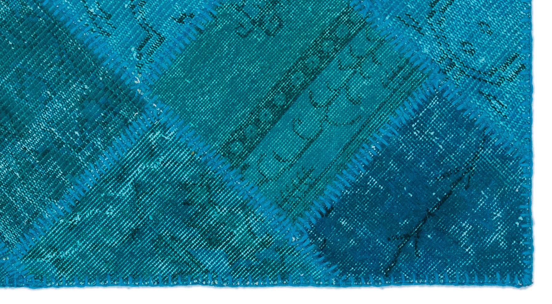 Turquoise  Over Dyed Patchwork Unique Rug 2'7'' x 4'11'' ft 80 x 150 cm