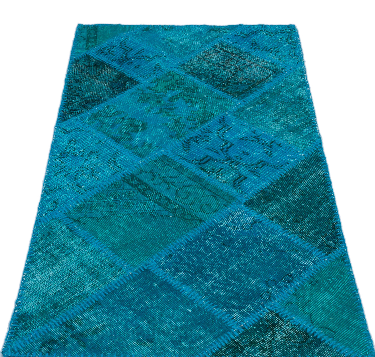 Turquoise  Over Dyed Patchwork Unique Rug 2&#39;7&#39;&#39; x 4&#39;11&#39;&#39; ft 80 x 150 cm