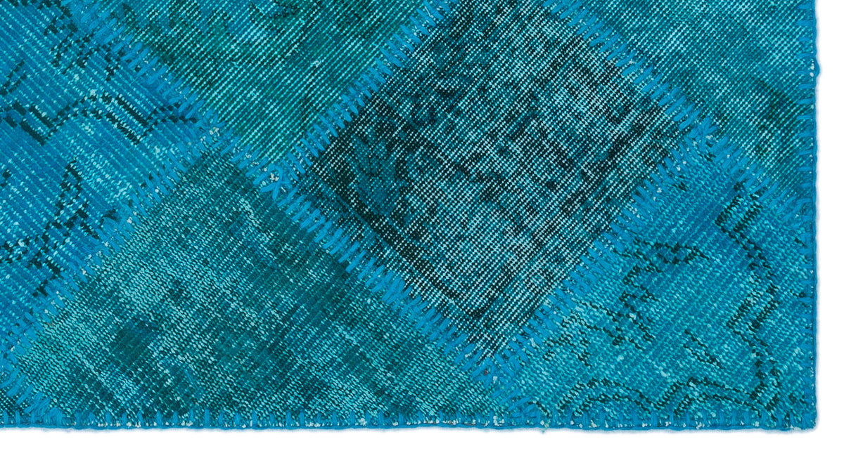 Turquoise  Over Dyed Patchwork Unique Rug 2&#39;7&#39;&#39; x 4&#39;11&#39;&#39; ft 80 x 150 cm