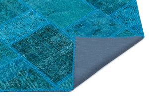 Turquoise  Over Dyed Patchwork Unique Rug 2'7'' x 4'11'' ft 80 x 150 cm