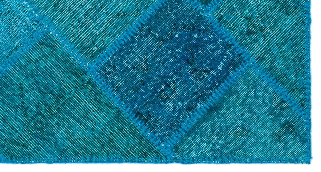 Turquoise  Over Dyed Patchwork Unique Rug 2'7'' x 4'11'' ft 80 x 150 cm