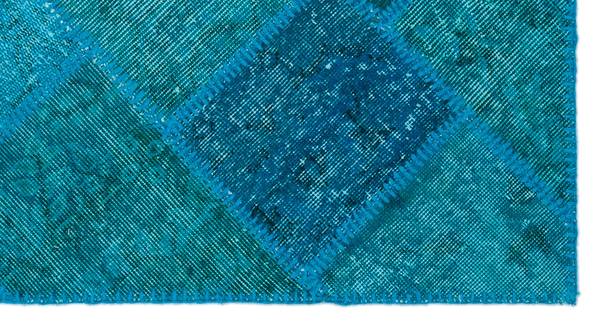 Turquoise  Over Dyed Patchwork Unique Rug 2&#39;7&#39;&#39; x 4&#39;11&#39;&#39; ft 80 x 150 cm