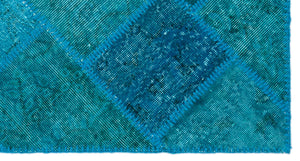 Turquoise  Over Dyed Patchwork Unique Rug 2'7'' x 4'11'' ft 80 x 150 cm