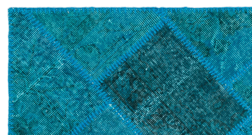 Turquoise  Over Dyed Patchwork Unique Rug 2'7'' x 4'11'' ft 80 x 150 cm