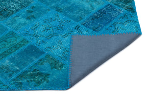 Turquoise  Over Dyed Patchwork Unique Rug 2'7'' x 4'11'' ft 80 x 150 cm