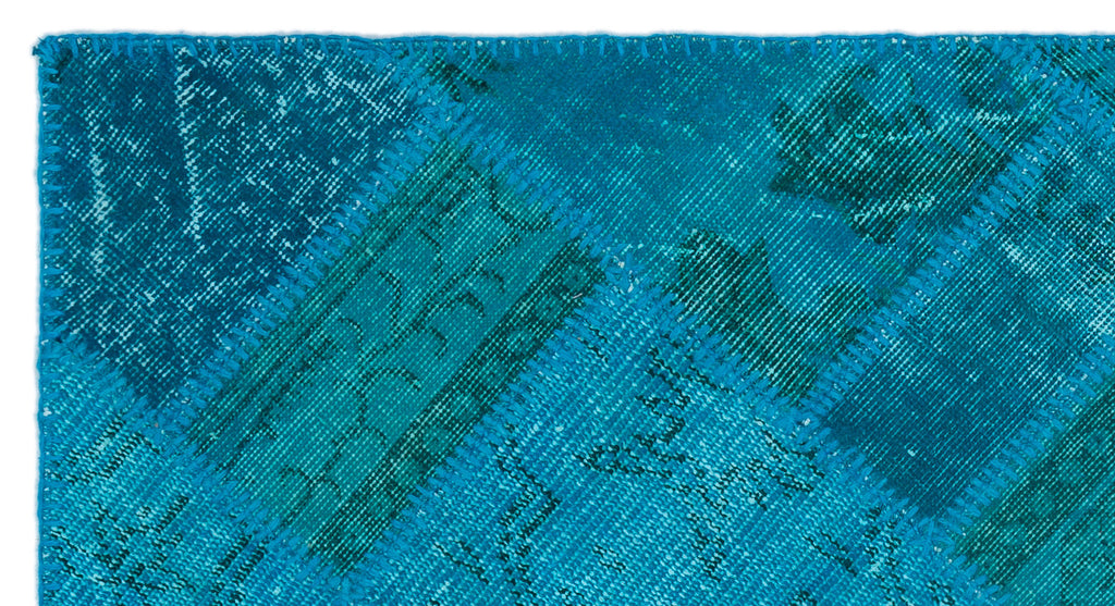 Turquoise  Over Dyed Patchwork Unique Rug 2'7'' x 4'11'' ft 80 x 150 cm