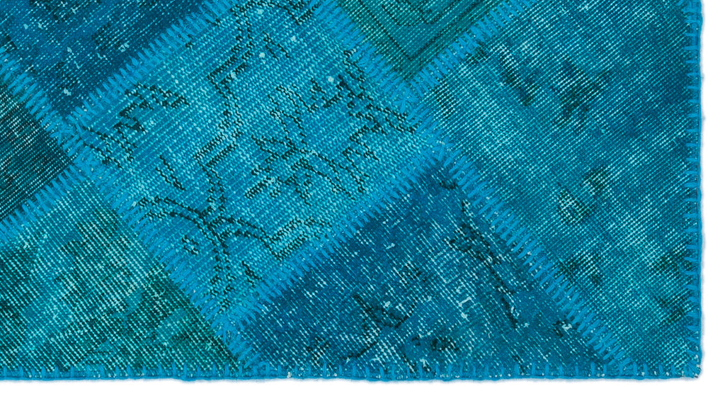 Turquoise  Over Dyed Patchwork Unique Rug 2'7'' x 4'11'' ft 80 x 150 cm
