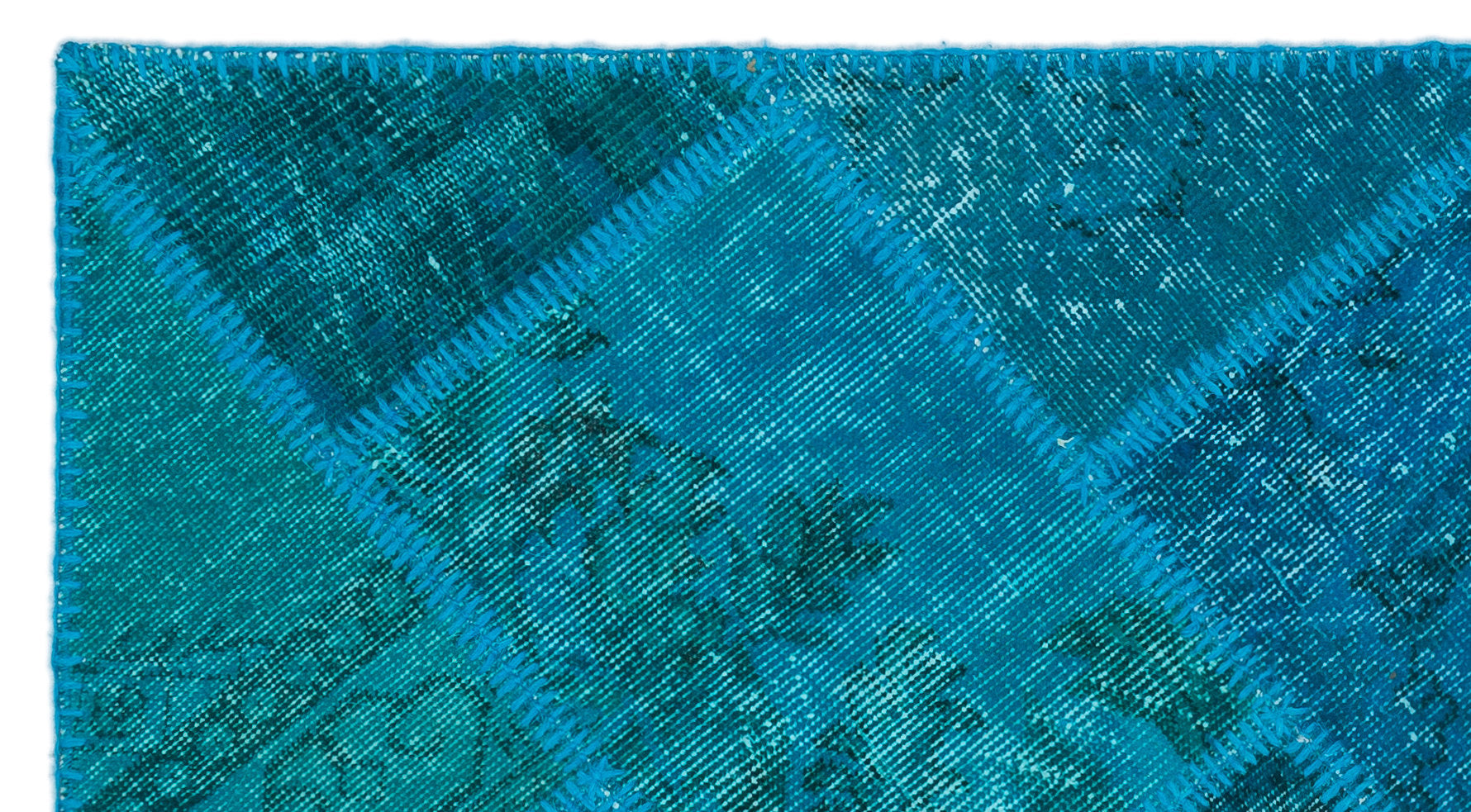 Turquoise  Over Dyed Patchwork Unique Rug 2'7'' x 4'11'' ft 80 x 150 cm