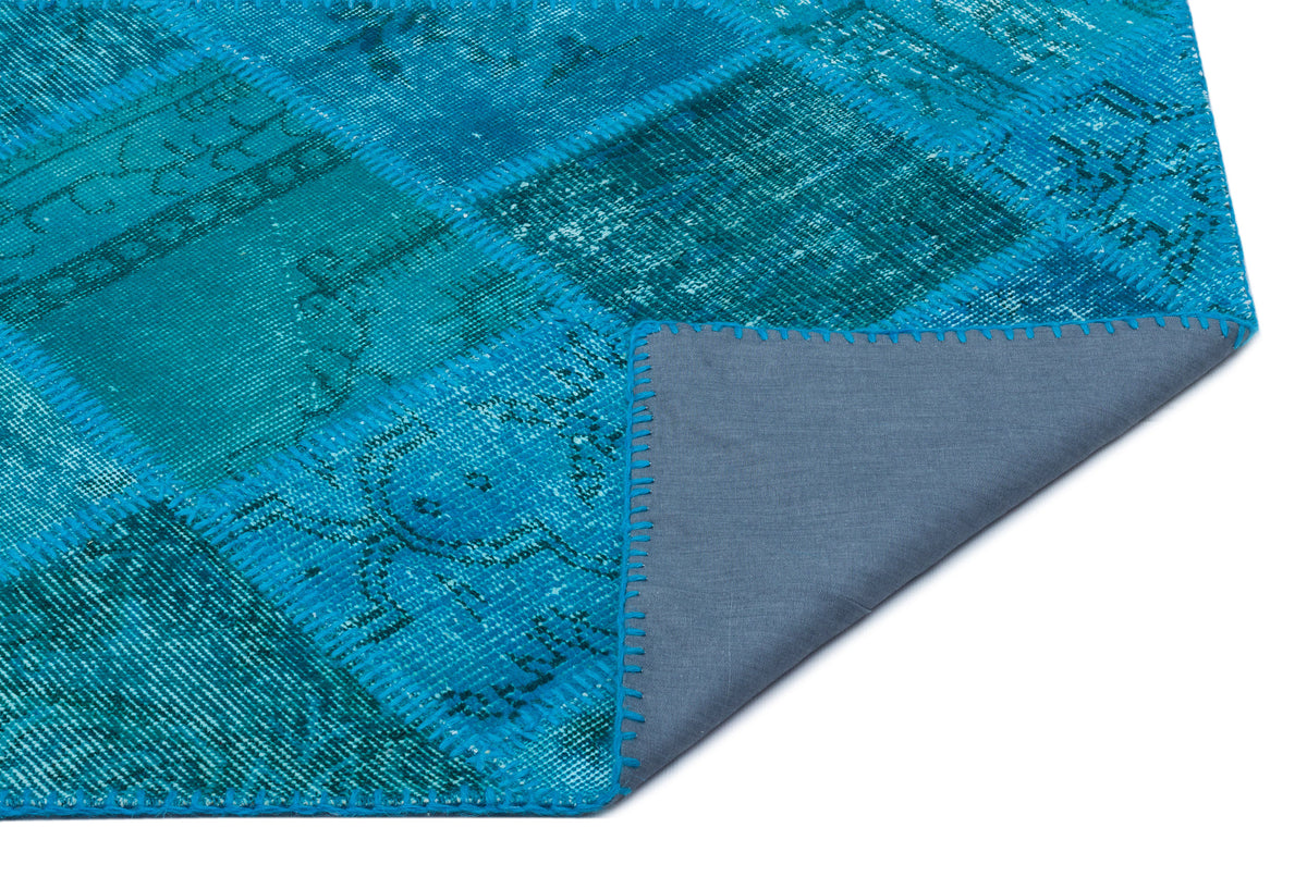 Turquoise  Over Dyed Patchwork Unique Rug 2&#39;7&#39;&#39; x 4&#39;11&#39;&#39; ft 80 x 150 cm