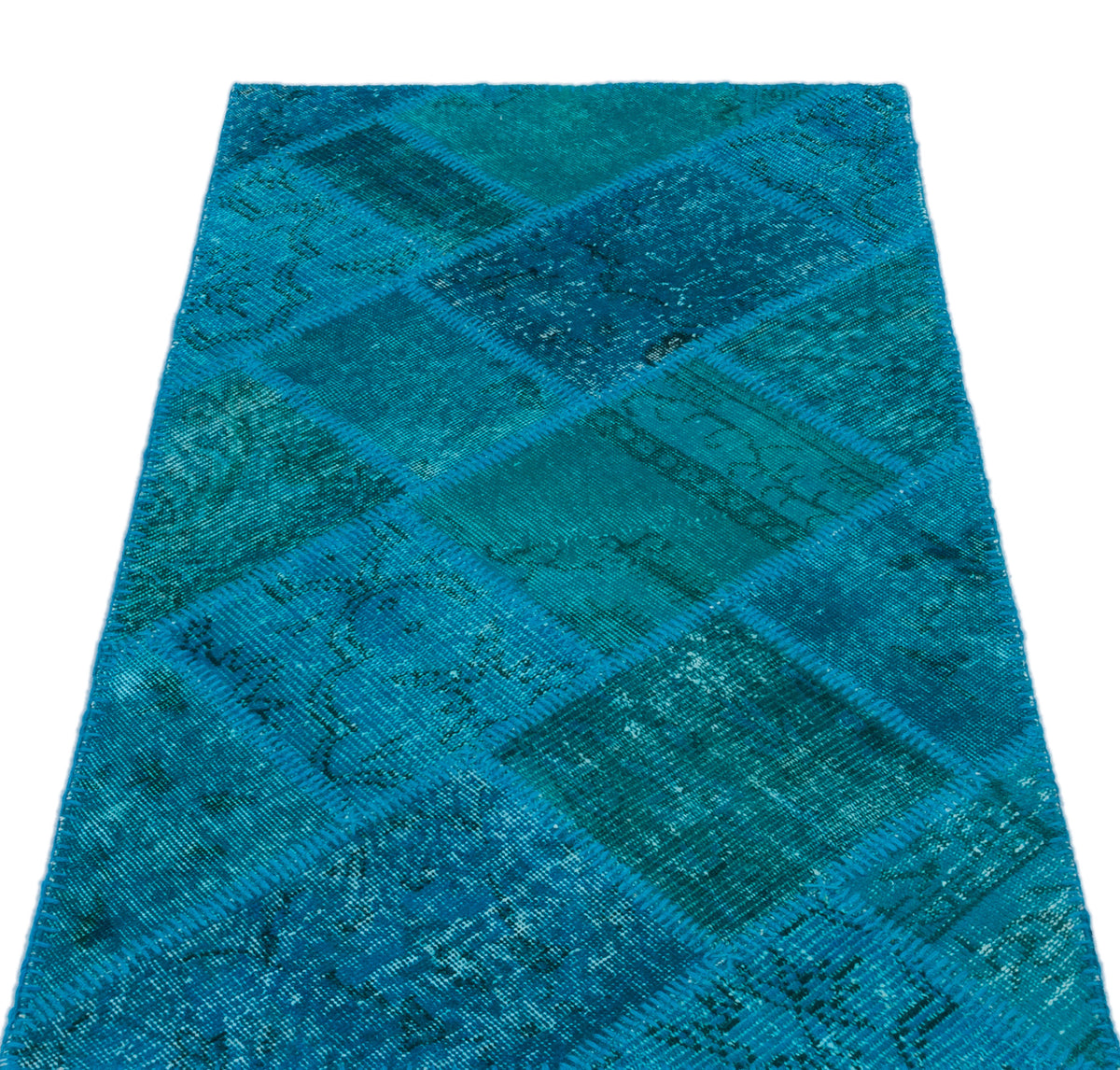 Turquoise  Over Dyed Patchwork Unique Rug 2&#39;7&#39;&#39; x 4&#39;11&#39;&#39; ft 80 x 150 cm