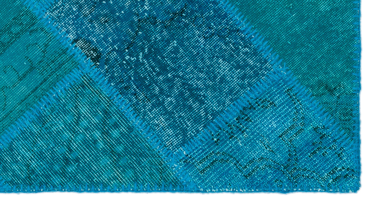 Turquoise  Over Dyed Patchwork Unique Rug 2&#39;7&#39;&#39; x 4&#39;11&#39;&#39; ft 80 x 150 cm