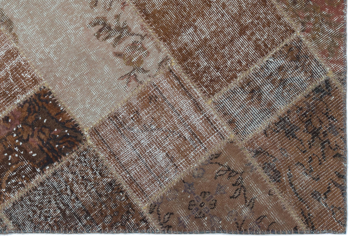 Brown Over Dyed Patchwork Unique Rug 3&#39;11&#39;&#39; x 5&#39;11&#39;&#39; ft 120 x 180 cm