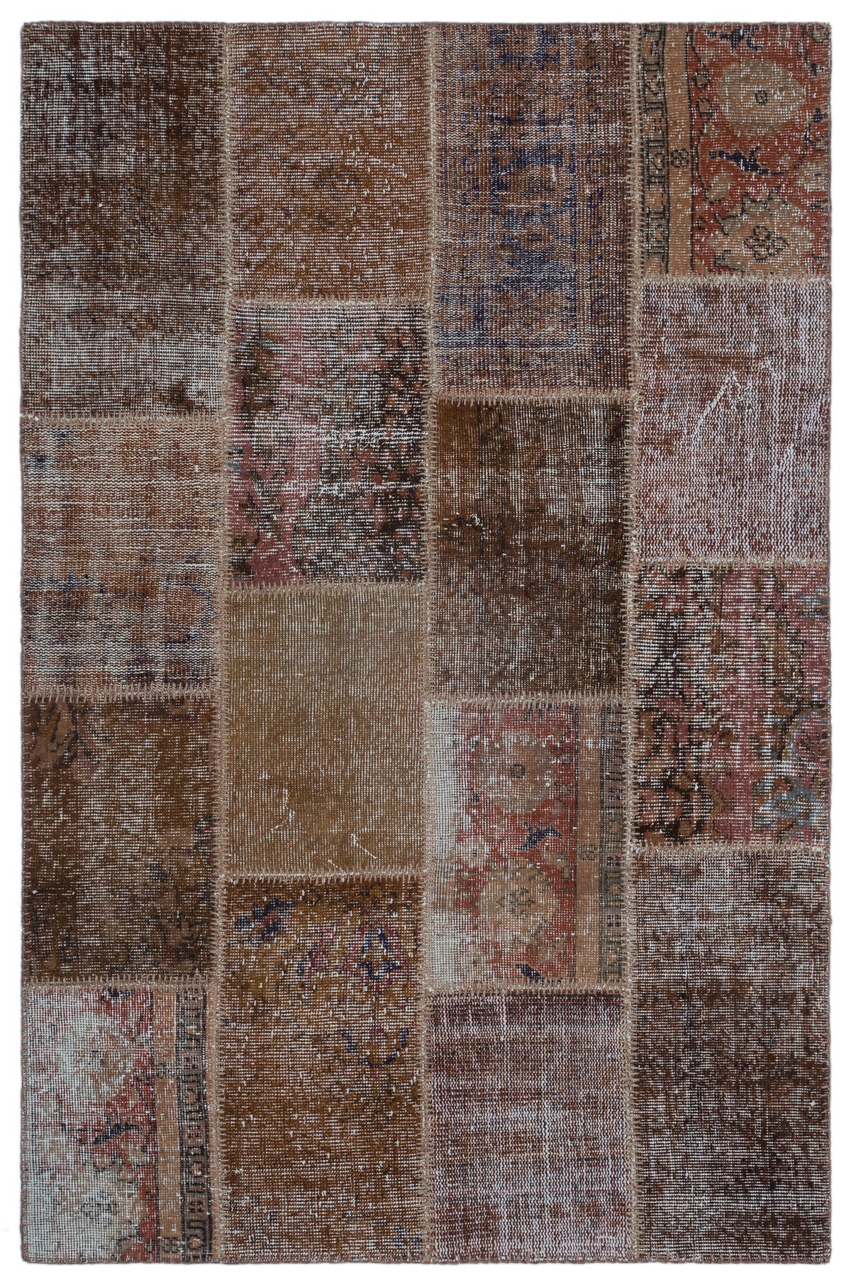 Brown Over Dyed Patchwork Unique Rug 3&#39;11&#39;&#39; x 5&#39;11&#39;&#39; ft 120 x 180 cm
