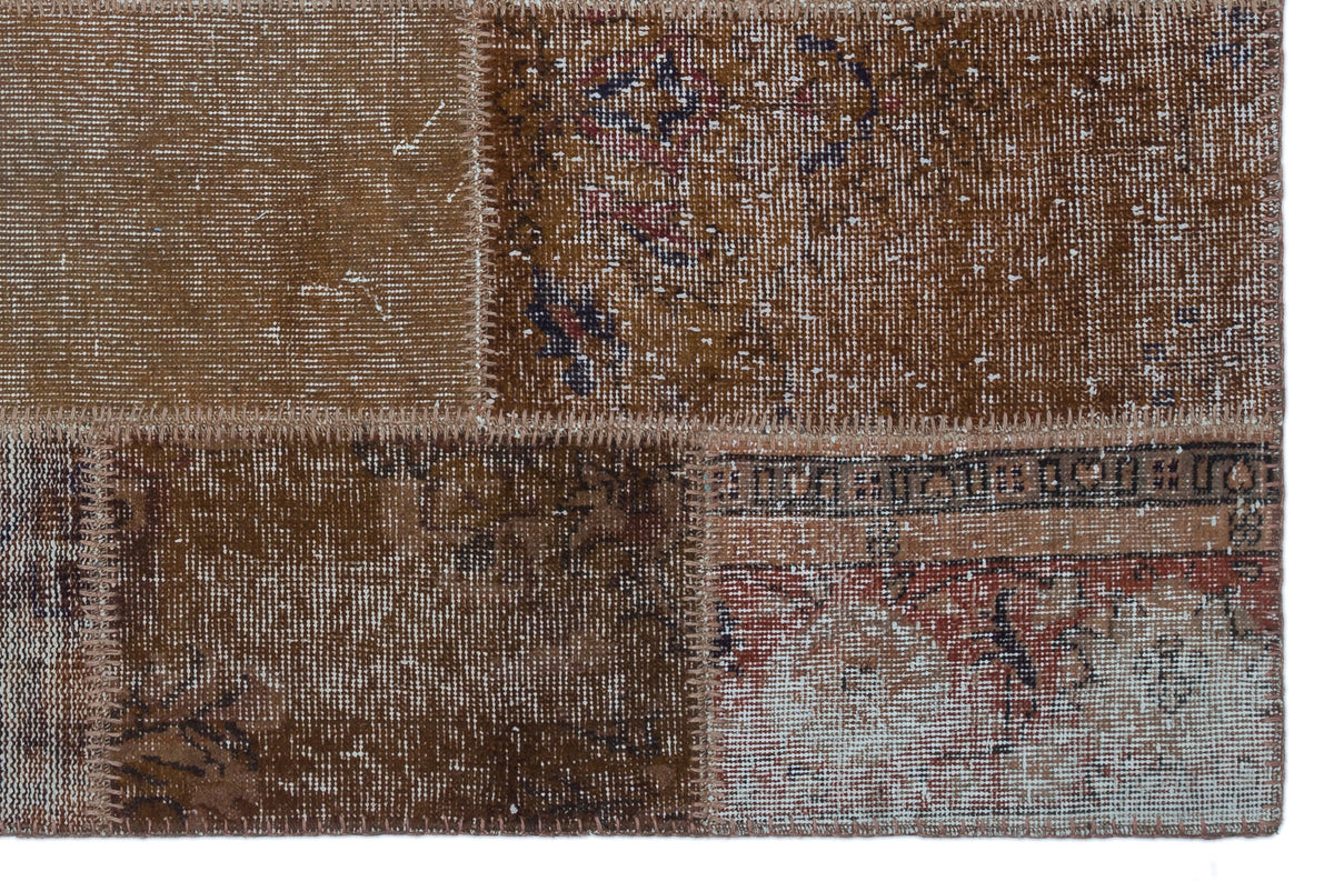 Brown Over Dyed Patchwork Unique Rug 3&#39;11&#39;&#39; x 5&#39;11&#39;&#39; ft 120 x 180 cm
