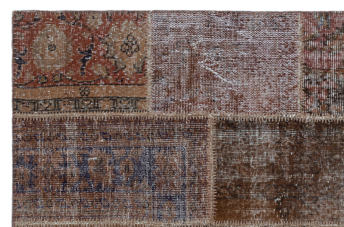 Brown Over Dyed Patchwork Unique Rug 3&#39;11&#39;&#39; x 5&#39;11&#39;&#39; ft 120 x 180 cm