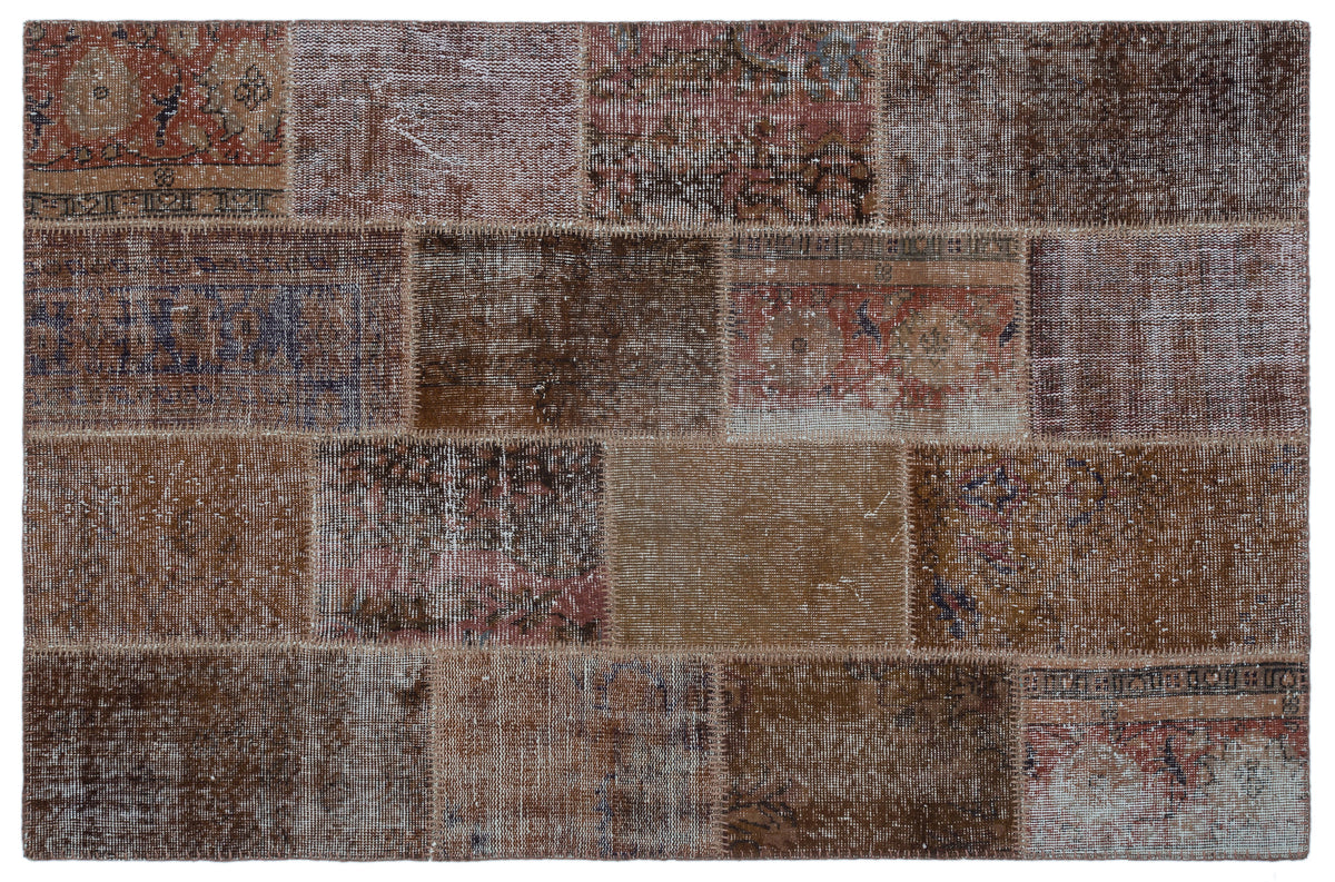 Brown Over Dyed Patchwork Unique Rug 3&#39;11&#39;&#39; x 5&#39;11&#39;&#39; ft 120 x 180 cm