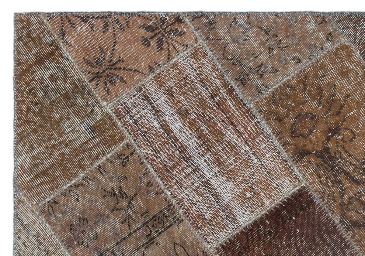 Brown Over Dyed Patchwork Unique Rug 3&#39;11&#39;&#39; x 5&#39;11&#39;&#39; ft 120 x 180 cm