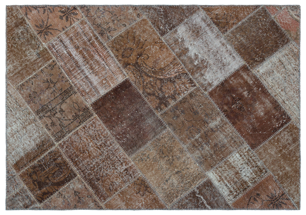 Brown Over Dyed Patchwork Unique Rug 3'11'' x 5'11'' ft 120 x 180 cm