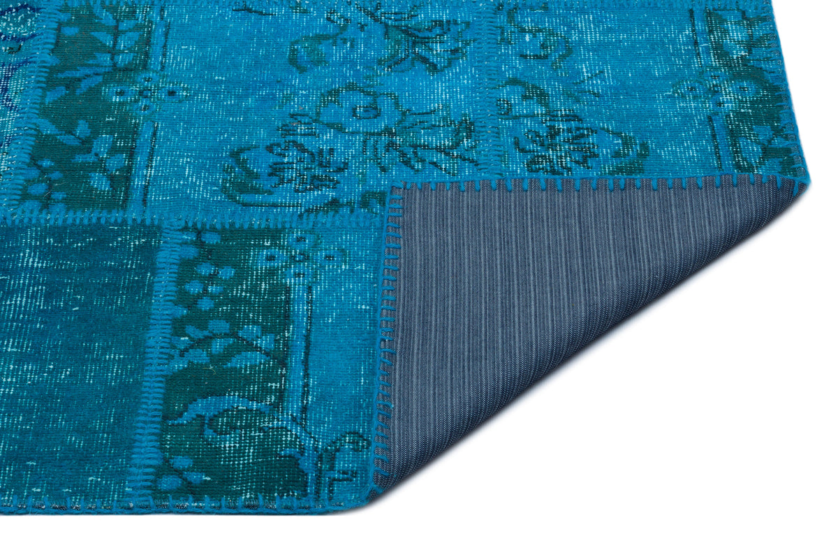Turquoise  Over Dyed Patchwork Unique Rug 3&#39;11&#39;&#39; x 5&#39;11&#39;&#39; ft 120 x 180 cm