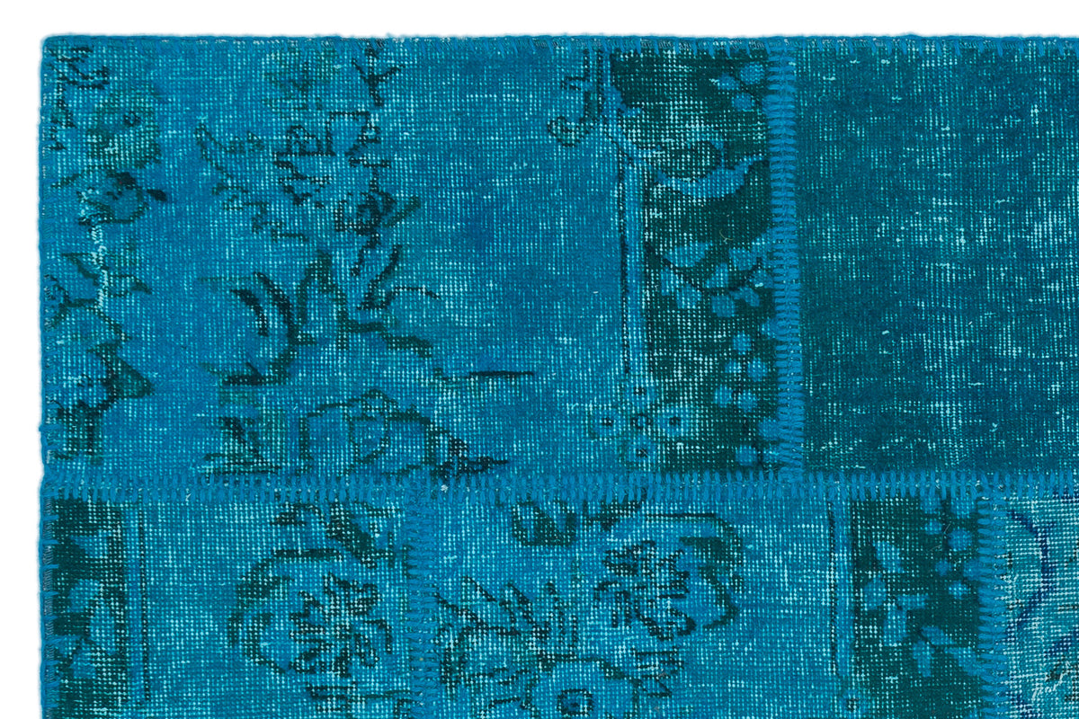 Turquoise  Over Dyed Patchwork Unique Rug 3&#39;11&#39;&#39; x 5&#39;11&#39;&#39; ft 120 x 180 cm