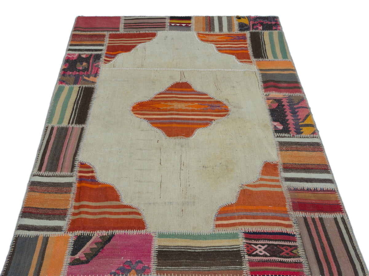 Naturel Over Dyed Kilim Patchwork Unique Rug 3&#39;11&#39;&#39; x 5&#39;11&#39;&#39; ft 120 x 181 cm