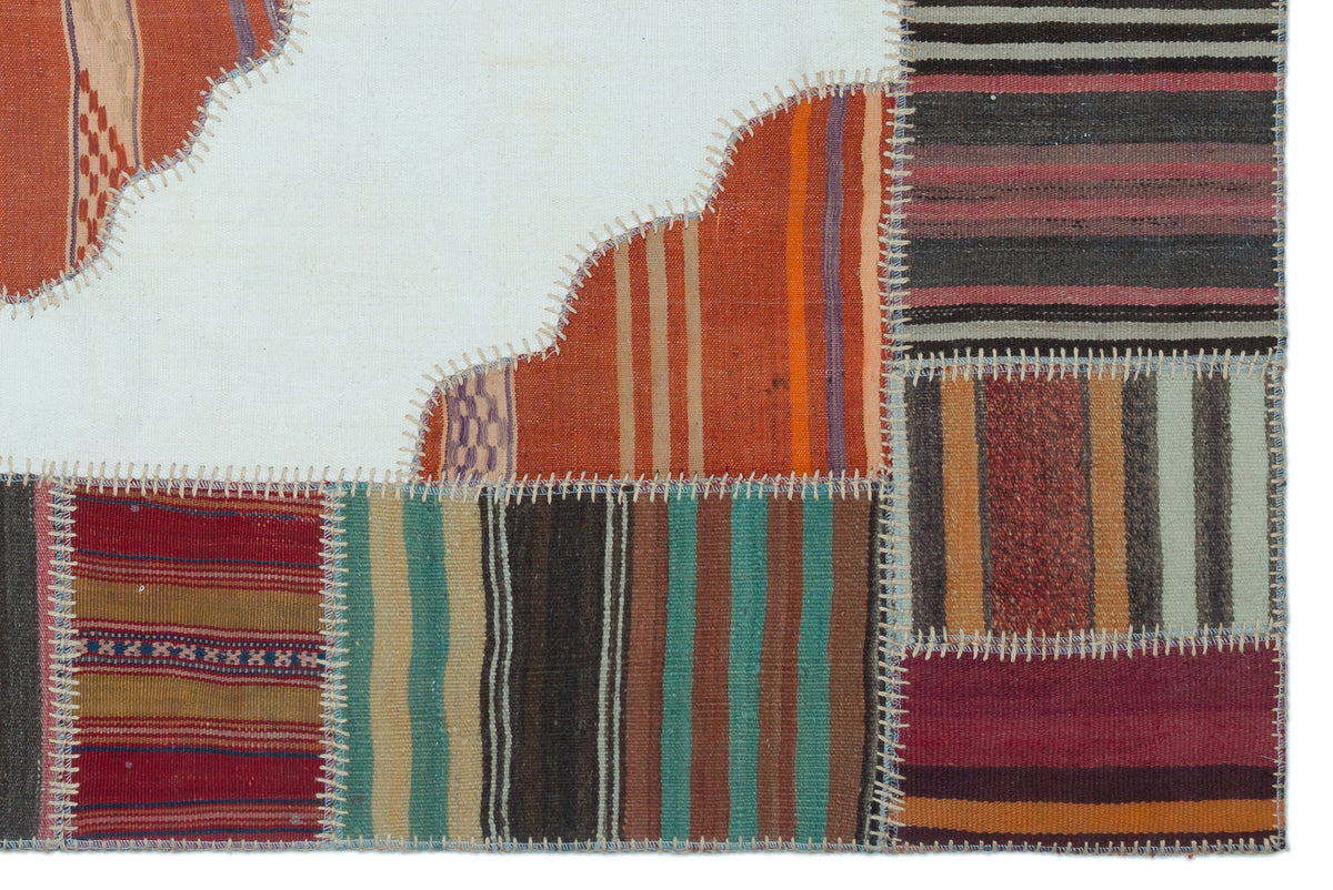 Naturel Over Dyed Kilim Patchwork Unique Rug 4&#39;3&#39;&#39; x 6&#39;5&#39;&#39; ft 130 x 196 cm