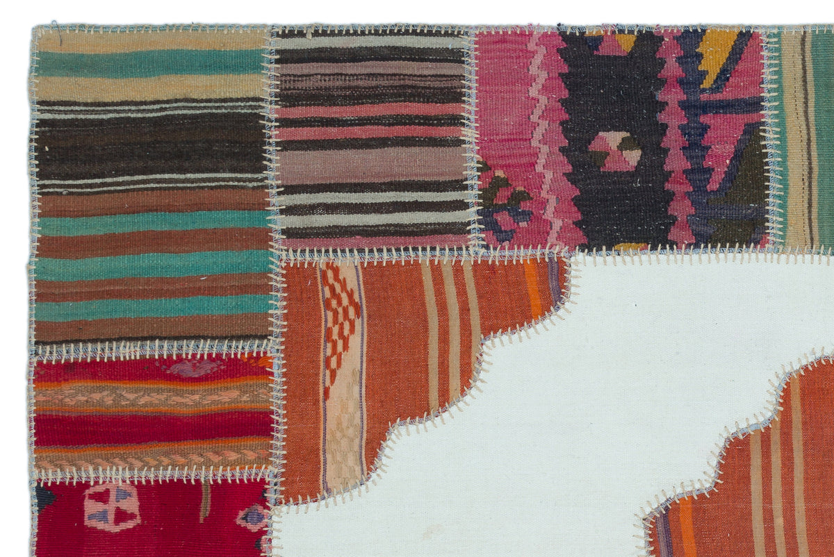 Naturel Over Dyed Kilim Patchwork Unique Rug 4&#39;3&#39;&#39; x 6&#39;5&#39;&#39; ft 130 x 196 cm