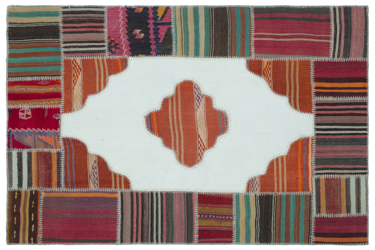 Naturel Over Dyed Kilim Patchwork Unique Rug 4&#39;3&#39;&#39; x 6&#39;5&#39;&#39; ft 130 x 196 cm