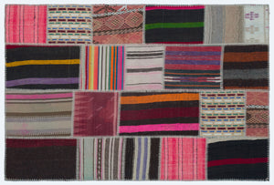 Naturel Over Dyed Kilim Patchwork Unique Rug 4'0'' x 5'12'' ft 122 x 182 cm