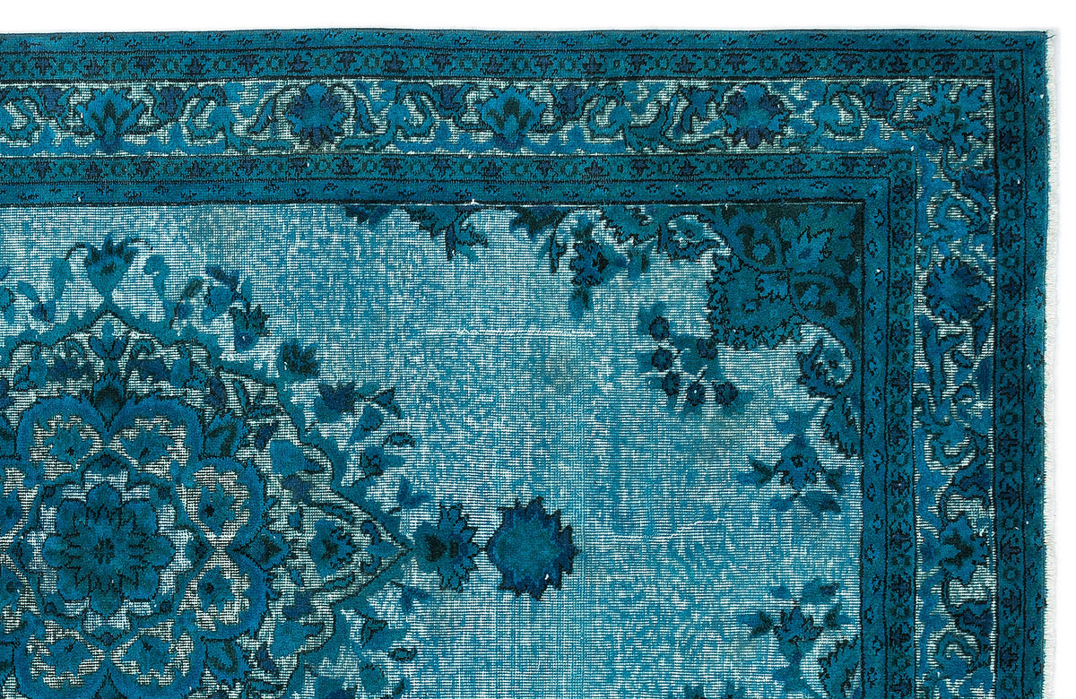 Turquoise  Over Dyed Carved Rug 4'10'' x 8'5'' ft 148 x 257 cm