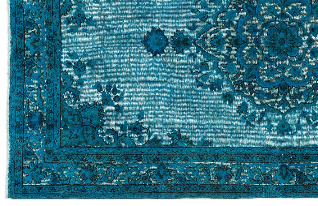 Turquoise  Over Dyed Carved Rug 4'10'' x 8'5'' ft 148 x 257 cm