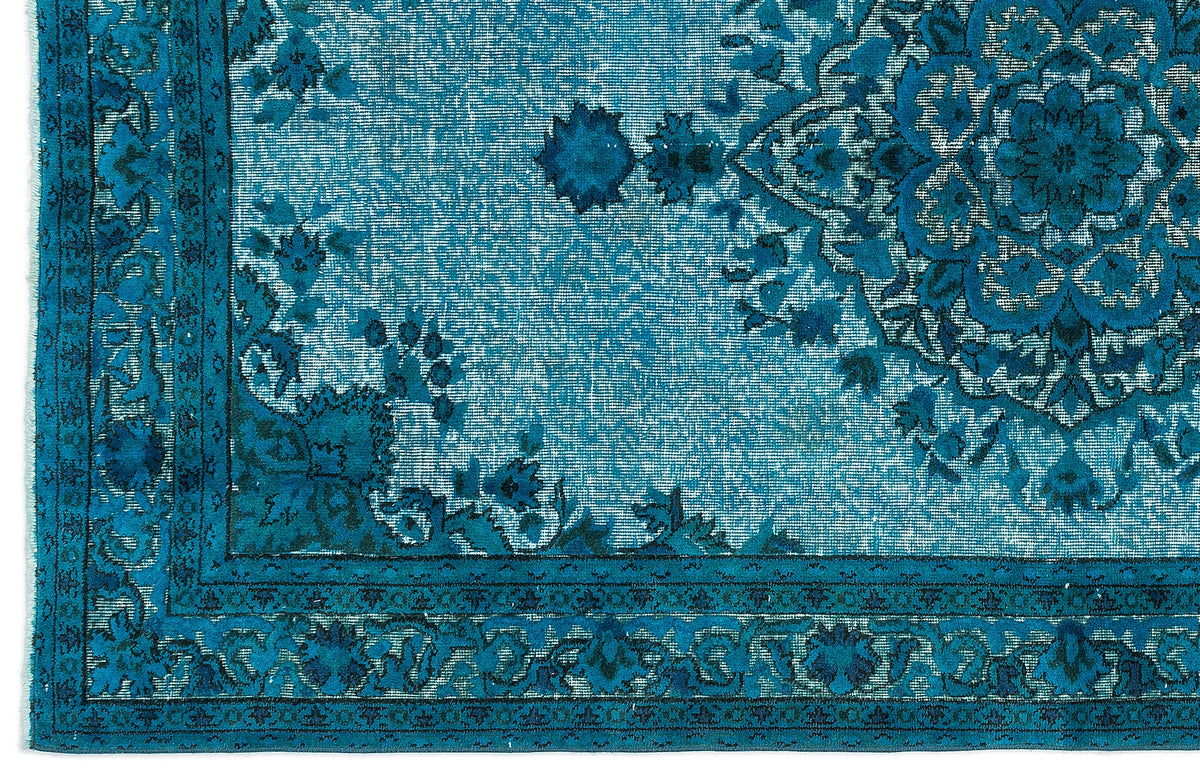 Turquoise  Over Dyed Carved Rug 4'10'' x 8'5'' ft 148 x 257 cm