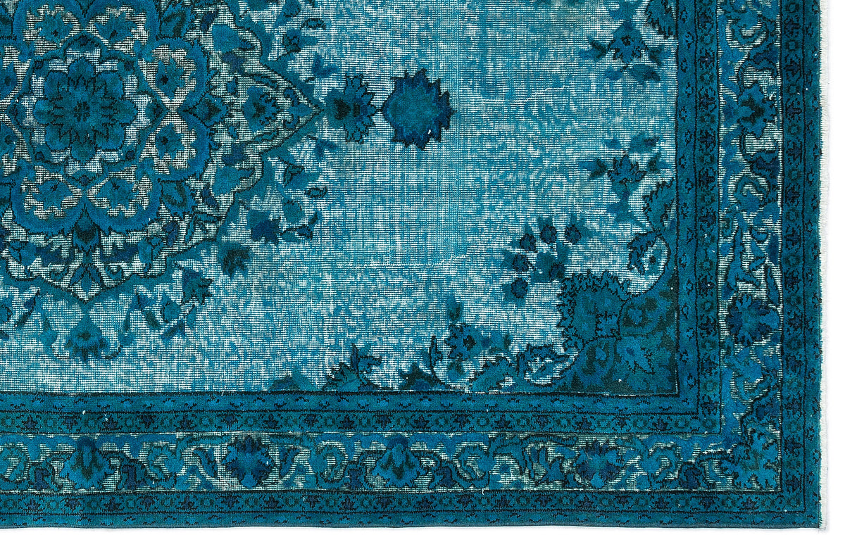 Turquoise  Over Dyed Carved Rug 4'10'' x 8'5'' ft 148 x 257 cm