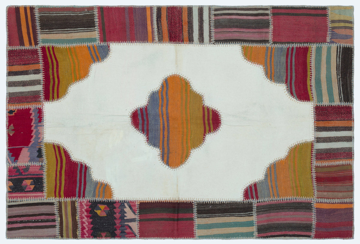 Naturel Over Dyed Kilim Patchwork Unique Rug 3&#39;10&#39;&#39; x 5&#39;10&#39;&#39; ft 118 x 177 cm