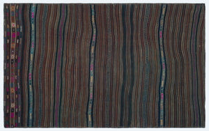 Naturel Over Dyed Kilim Patchwork Unique Rug 3'11'' x 6'5'' ft 120 x 195 cm