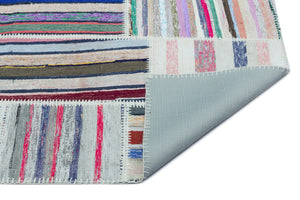 Striped Over Dyed Kilim Patchwork Unique Rug 3'11'' x 5'11'' ft 120 x 180 cm