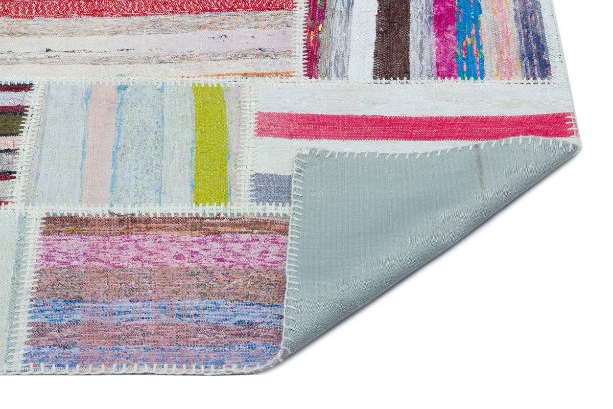 Striped Over Dyed Kilim Patchwork Unique Rug 3&#39;11&#39;&#39; x 5&#39;11&#39;&#39; ft 120 x 180 cm