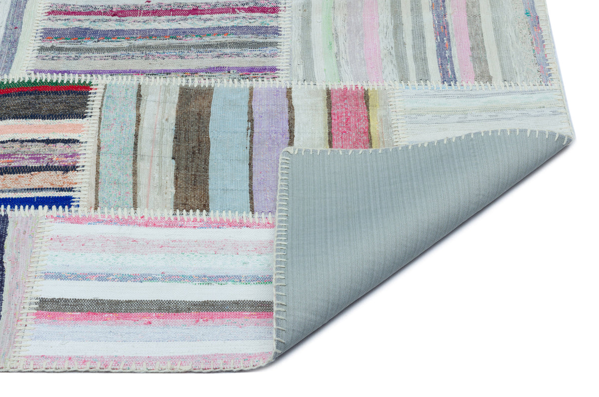 Striped Over Dyed Kilim Patchwork Unique Rug 3&#39;11&#39;&#39; x 5&#39;11&#39;&#39; ft 120 x 180 cm