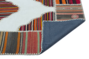 Naturel Over Dyed Kilim Patchwork Unique Rug 4'2'' x 6'0'' ft 127 x 184 cm